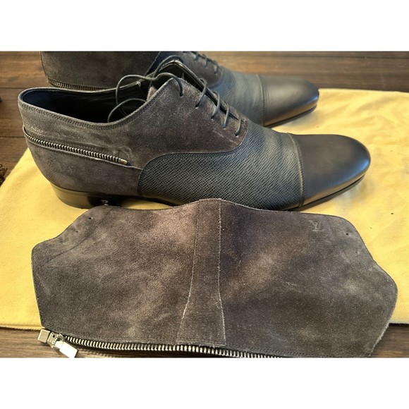 Louis Vuitton Men\'s Black & Gray Leather & Suede Shoes Size 9.5UK 10.5US EUC main image 13